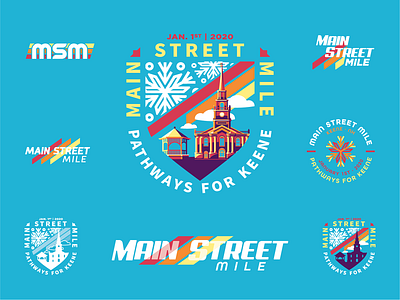 Main Street Mile - Branding Exploration athletics badge community event illustration logo logo design print road race vector