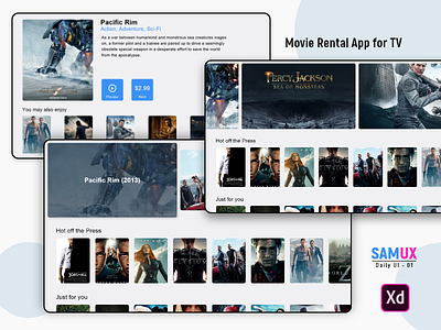 Daily UI - 01 | Movie Rental App for TV daily 100 challenge daily ui design samux typography ui ui design ux ux design