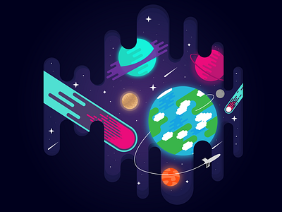 Exploring the space design illustration vector