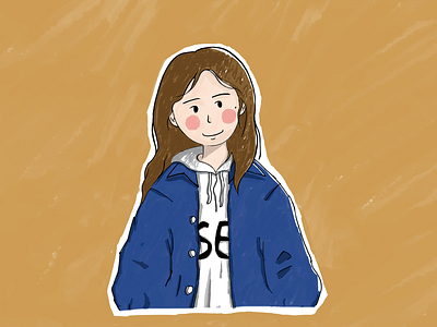 Girl in a denim jacket denim jacket design girl hand drawn illustration jacket sai sketch 手绘 插画