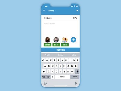 Venmo Request with built in calculator to split #004 #dailyui