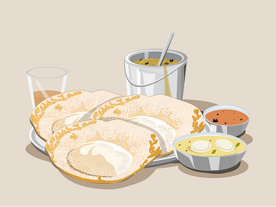 Appam appam breakfast chai egg curry food food love illustration palappam south indian