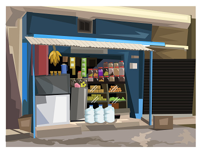 TEA SHOP art background banana banglore digital ejipura illustration sceneraio shop tea