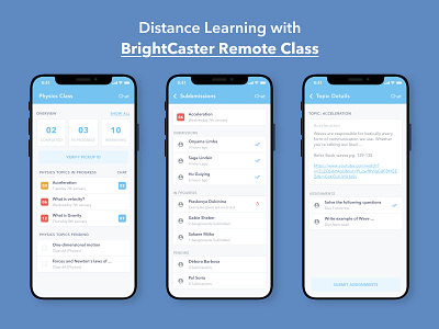 BrightCaster - Distance Learning Mobile App app distance learning mobile school ui