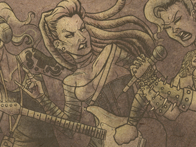 The Guitarist band guitarist illustration metal singer woman