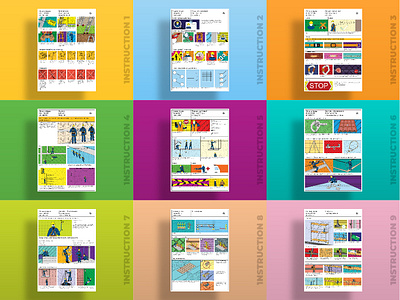 Evrokhim Instructions colorful cyrillic eccentric grid illustrator indesign instruction instructional illustration typography