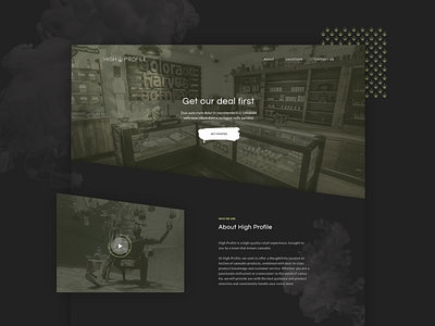 High Profile homepage cannabis dark e commerce homepage minimal shop smoke weeds