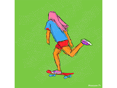 skatergirl #4 2d animation doodle graphics illustration skatboard vector