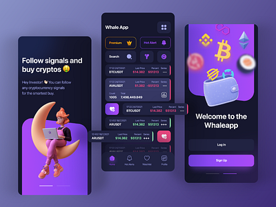 Crypto Signal Tracker Whale Mobile App UI/UX Design