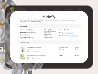 Daily UI 017 - Email Receipt (Light) botanical clean dailyui ecommerce email email marketing email receipt emailreceipt light order order confirmation receipt shopping uidesign userinterface webdesign