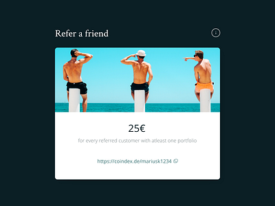 coindex® referral program card dashboard referral referrals ui design uxdesign