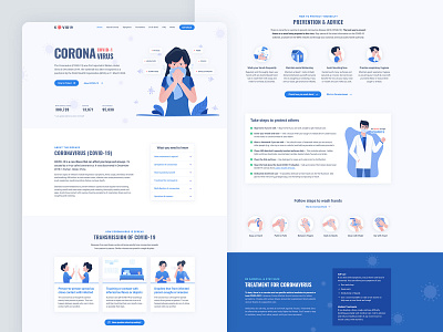 Coronavirus (COVID-19) Awareness Landing Template awareness corona corona virus coronavirus covid covid 19 covid 19 covid19 healthcare illustration landing landing page ui