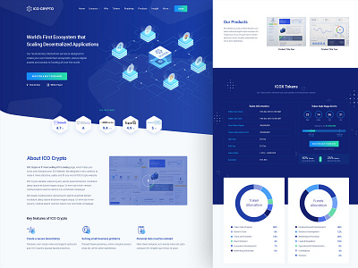 ICO Crypto - Gentian Version bitcoin crypto crypto currency ico ico agency illustration isometric landing landing page nio