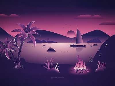 Landscape Sunset Illustration