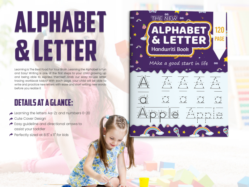 Letter and Number Tracing Book for kids, make learning an