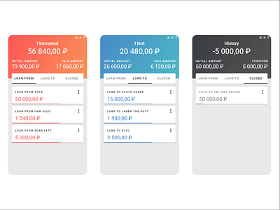 Finance App. Debts