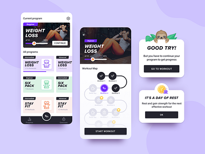 Fitness app abs app clean fitness illustration interface ios mobile app sport app ui ux