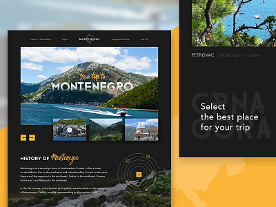 Your trip to Montenegro e commerce interface site travel ui ux web сolors