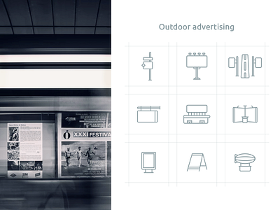 Outdoor advertising icon set advertising clean icon set simple