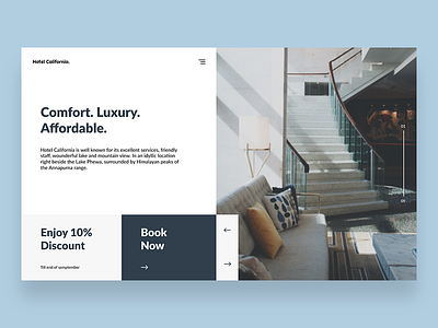Hotel Page Concept blue and white concept hotel booking hotel website landing page minimal ui ux design uidesign