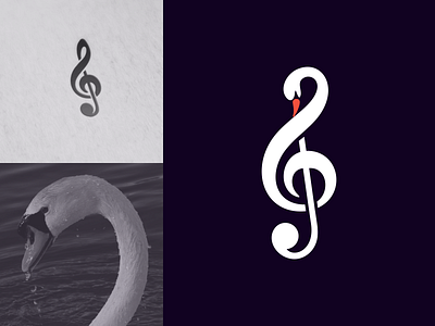 Swan Song artwork branding logo music simple songbird swan trebleclef vector