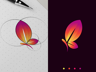 Butterleaf artwork brand branding butterfly grid leaf logo