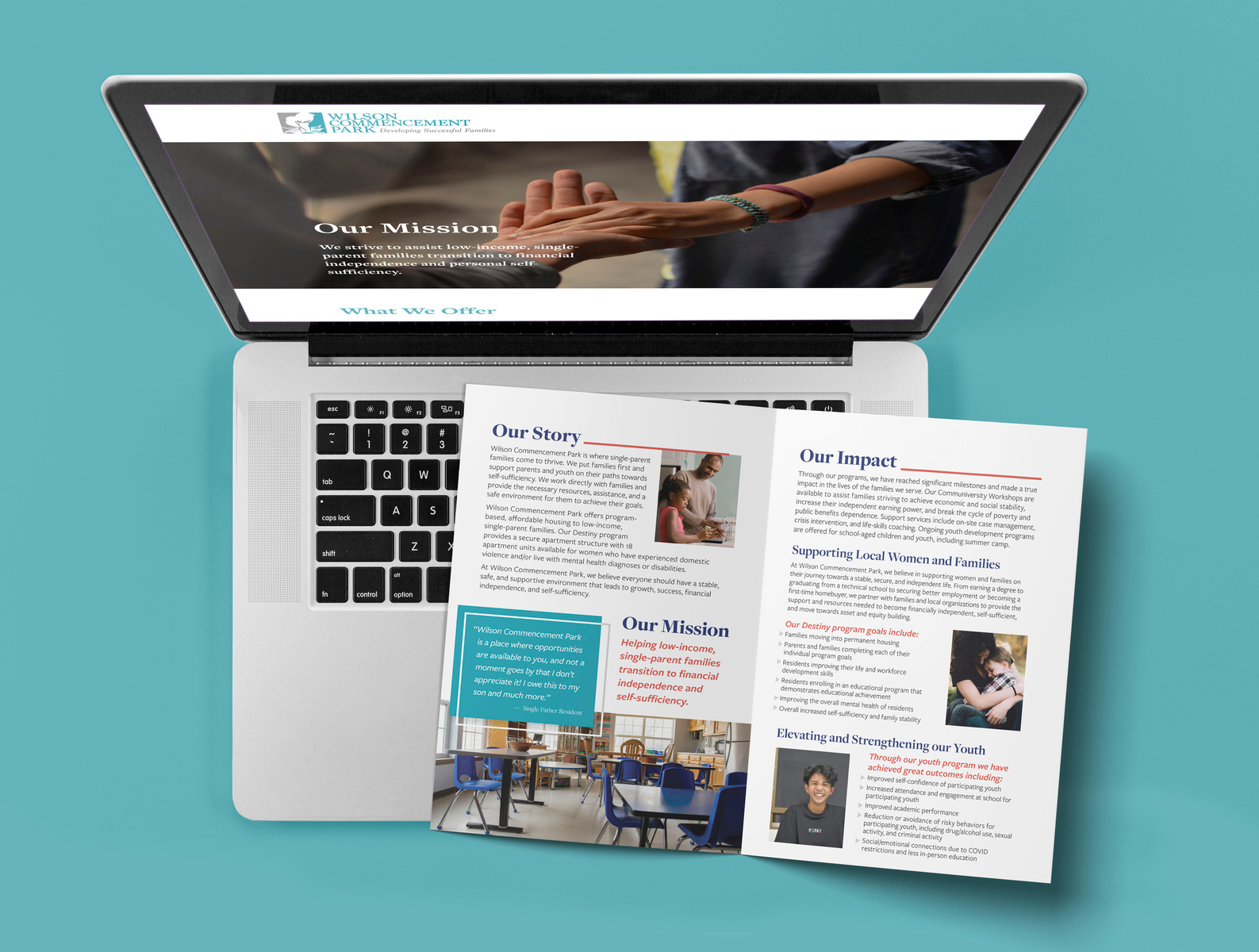 Brochure and website for Wilson Commencement Park by Michael Ward on