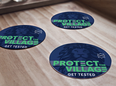 Protect the Village HIV campaign coasters branding design illustration