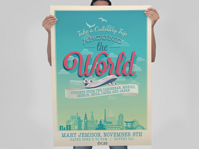 Around the World Event branding design illustration