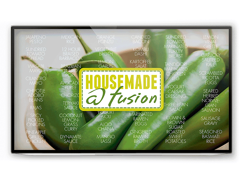 Fusion Housemade design menu screen