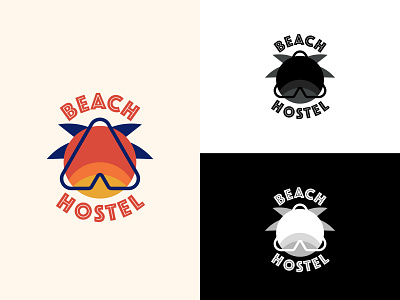 Beach Hostel - Fake logo affinity affinitydesigner beach branding fake fakebrief hostel illustration logo typography vector