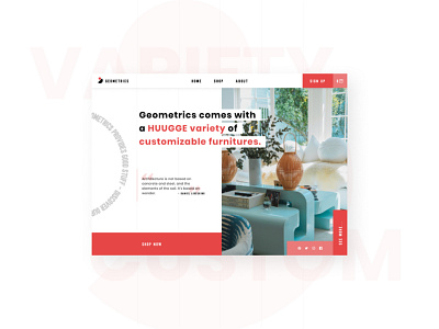 Geometrics - UI Design Experiment bold branding design developer experiment figma minimalist red ui web webdesign white