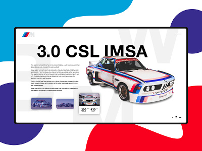BMW CSL IMSA auto automobile automotive branding btw car color design flat logo minimal packm plue purple red typography ux vector web website