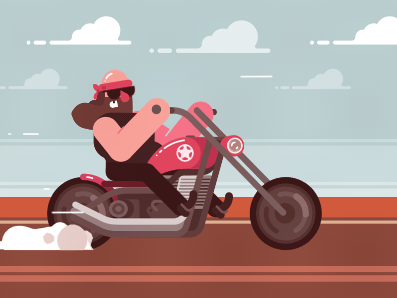 Biker after effects animation biker chopper gif motion graphics pashamotorin rozhstudio