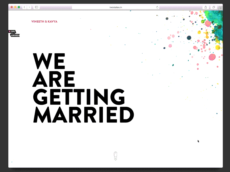 Two States - Wedding website gif interactive parallax typography ui ux water color website wedding