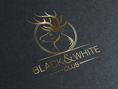 Black & White Club Logo Mockup branding bw illustration logo stag web design