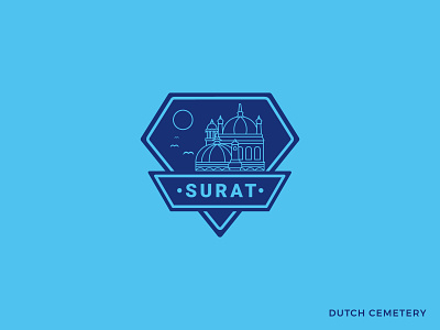 DUTCH CEMETERY - SURAT 2019 building cemetery city competition diamond flat design historical hometown illustraion india lineart logo nature painting place sticker surat trending two tone