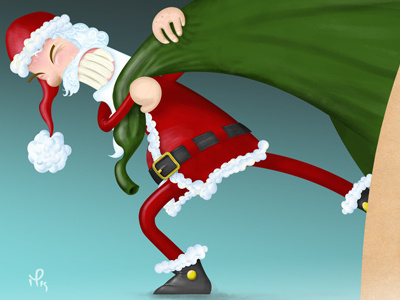 Santa with big bag christmas illustration papa noel santa
