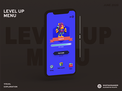 Level Up Game Menu app design exploration game gaming app homepage menu menubar visual design