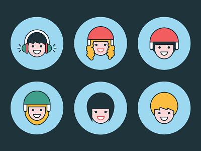 Avatars avatar characters faces flat glyph icons illustration line minimal people person simple