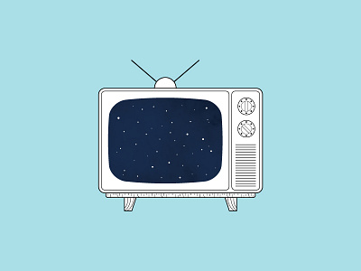 Retro TV flat glyph icon illustration line modern retro screen space stars television tv