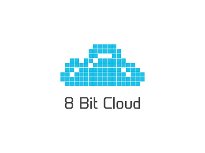 8 Bit Cloud bit blue branding cloud corporate eight flat icon identity illustration logo