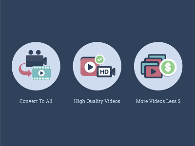 Icons for a video platform camera design flat icons platform ui video web