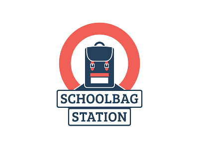 Schoolbag Station Logo backpack bag branding flat icon identity illustration logo modern school station vintage