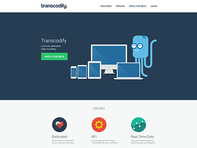 Transcodify clean flat icons layout minimal simple transcoder ui ux video web website