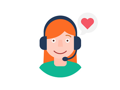 Technical Support flat girl icon illustration love minimal support ui vector