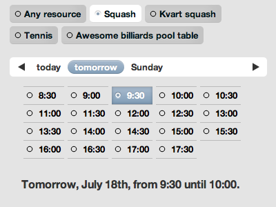 Small-screen booking interface selection table ui ux