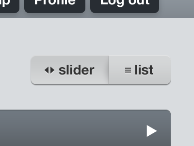 Slider / List interface toggle ui
