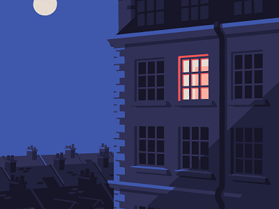 In search of sleep (crop) architecture art artist editorial illustration illustrator london moon moonlight street street art twilight united kingdom