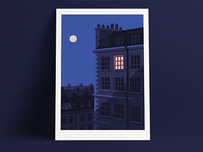 Lune art artist evening illustration illustrator london moon moonlight night print printing twilight